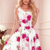114-16 Flared dress - heart-shaped neckline - Roses-1