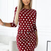 13-164 Sports dress with binding and pockets - burgundy + polka dots-1