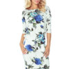 Sporty dress - colored large blue flowers 13-65-1