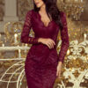 170-5 Lace dress with neckline - Burgundy color-1
