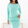 189-12 Long-sleeved sweatshirt dress with pockets - comfortable cut with a low neckline at the back - mint-1