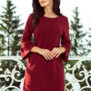 190-8 MARGARET dress with lace on the sleeves - Burgundy color-1