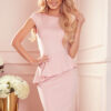 192-13 Elegant midi dress with frill - powder pink-1