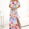 194-5 Long summer dress with a belt - colorful flower pattern ?-1