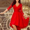 210-6 NICOLLE - dress with longer back with lace neckline - Red-1