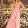 215-3 LEA long sleeveless dress with embroidered cleavage - pink-1