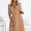 286-8 SANDY Flared shirt dress with belt - MOCHA MOUSSE-1