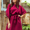 287-18 SOFIA Butterfly dress with a binding at the waist - Burgundy color-1
