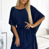 287-25 SOFIA Butterfly dress with a binding at the waist - navy blue with glitter-1