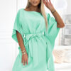 287-31 SOFIA Women's butterfly dress with a tie at the waist - mint-1