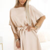 287-38 SOFIA Butterfly dress with tie at the waist - dark beige-1