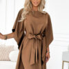 287-39 SOFIA Butterfly dress with a tie waist - cappuccino-1