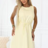 296-16 VICTORIA Sleeveless trapeze dress with a belt - butter yellow-1