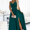 299-11 CHIARA elegant maxi long dress with straps - green-1