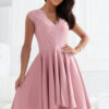 300-7 PATRICIA dress with longer back with lace neckline - powder pink-1