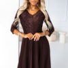 309-14 AMBER elegant long lace dress with a neckline - chocolate-1