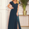 310-1 LIDIA long dress with neckline and frills - green-1