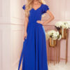 310-3 LIDIA long dress with neckline and frills - Royal Blue-1