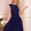 311-12 LILA Pleated dress with short sleeves - dark blue-1