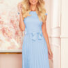 311-8 LILA Pleated dress with short sleeves - bright blue-1
