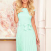 311-9 LILA Pleated dress with short sleeves - Mint color-1