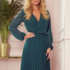 313-1 ISABELLE Pleated dress with neckline and long sleeve - green-1