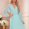 313-12 ISABELLE Pleated dress with neckline and long sleeve - mint-1