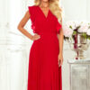 315-3 EMILY Pleated dress with frills and neckline - red-1