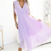315-7 EMILY Pleated dress with frills and neckline - heather color-1