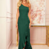 317-3 One shoulder long dress - dark green-1