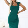318-7 Elegant midi dress with a nice neckline - green-1