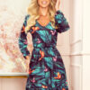 320-1 CORA dress with a neckline and a frill - colorful BUTTERFLIES-1