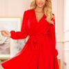 339-1 BINDY Feminine dress with a neckline - red-1