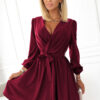 339-3 BINDY Feminine dress with a neckline - Burgundy-1