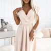 348-7 SCARLETT - flared dress with a neckline - beige colour-1