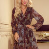 364-2 LAUREN Chiffon dress with a neckline and frills - leopard print-1