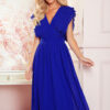 367-2 YANA Midi dress with pleated frills and a neckline - royal blue-1