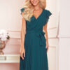 374-1 POLINA Pleated dress with a neckline and frills - green-1