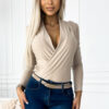 375-7 Bodysuit with envelope neckline - beige-1