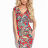 379-1 BOYKA Fitted dress with an envelope neckline - red boho pattern-1