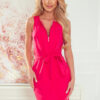 380-3 Dress with a golden zipper and a binding - raspberry color-1