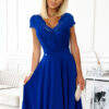 381-3 LINDA - chiffon dress with lace neckline - royal blue-1