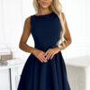 397-2 Elegant dress with a longer back - navy blue-1