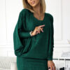402-2 Bat dress with a neckline - green with glitter-1