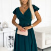 425-1 MATILDE Dress with a neckline and short sleeves - green-1