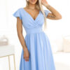 425-12 MATILDE Dress with a neckline and short sleeves - light blue-1