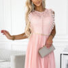 454-2 GRETA dress with lace and gold belt - peach-1