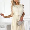 454-3 GRETA dress with lace and gold belt - Beige-1