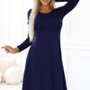 567-2 Comfortable trapeze dress with long sleeves - navy blue-1