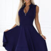 573-2 Exclusive dress with flared bottom and gold zipper - navy blue-1
